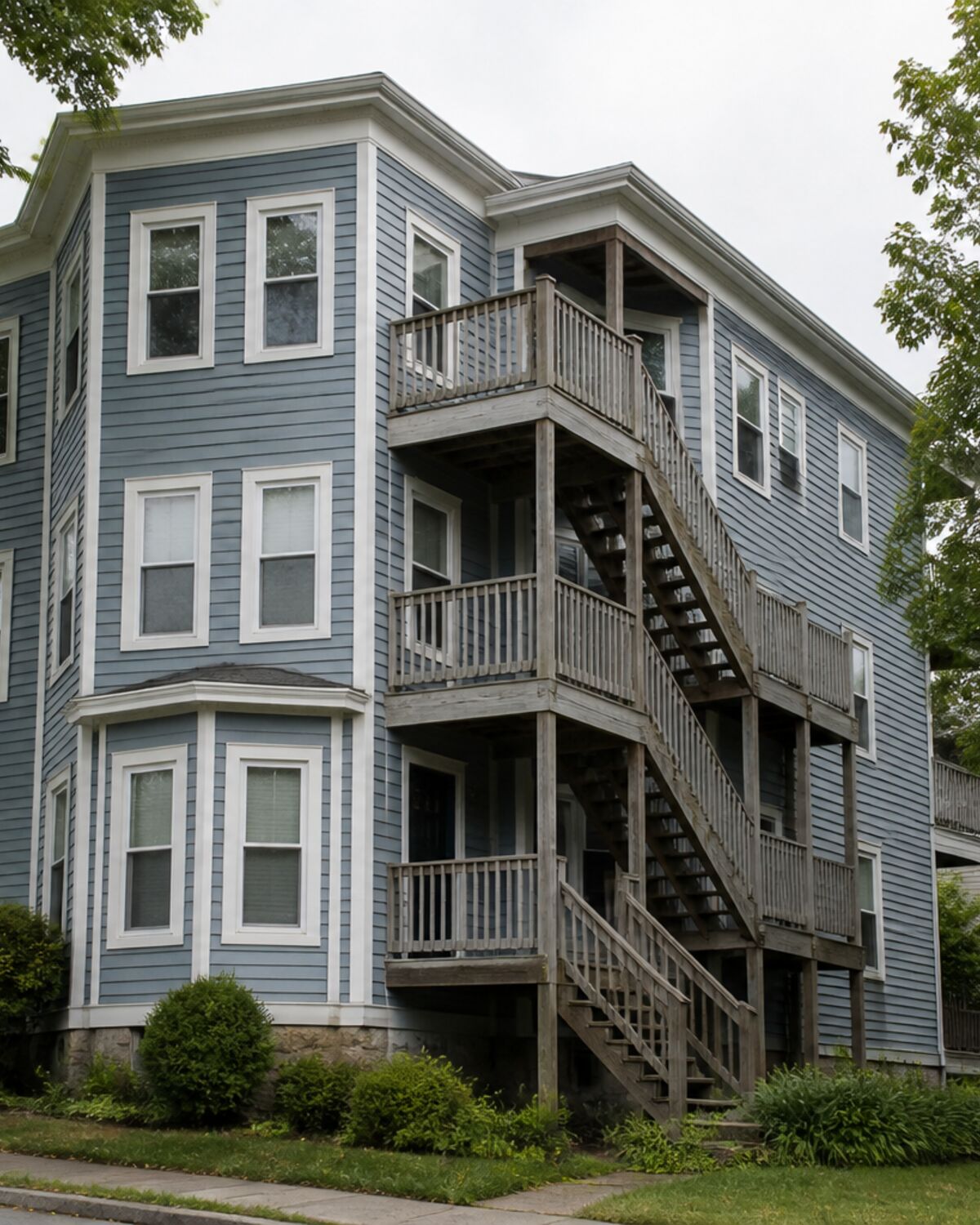 Multi-family building with exterior stairs in Troy, New York