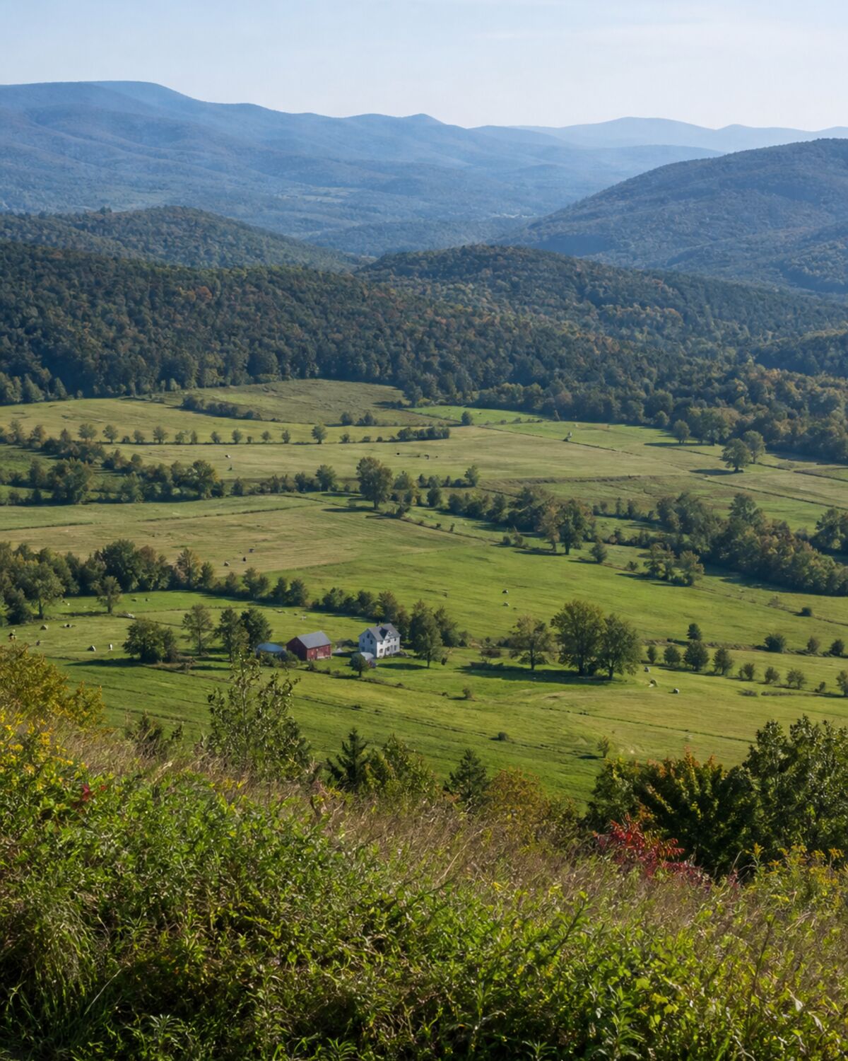Vermont valley landscape on the route out of state