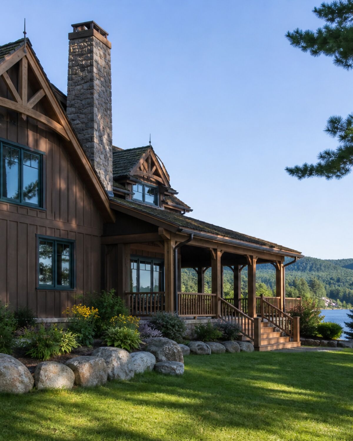 Adirondack-style lakefront home near Queensbury, New York